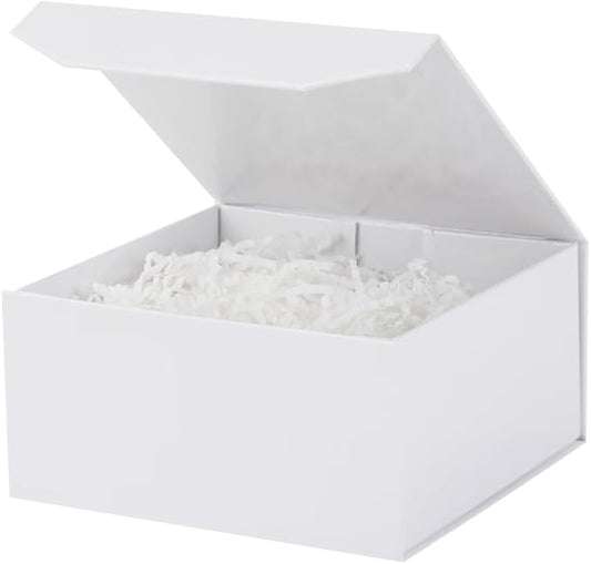 1 Pcs 6x6x3 Inch White Magnetic Gift Box Small Magnetic Box with Crinkle Paper White Small Gift Box with Shredded Paper Luxury Gift Boxes with Lids for Presents-NeatNest