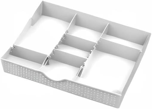 CAXXA 3 Slot Drawer Organizer with 4 Adjustable Dividers - Drawer Storage 7 Compartments Junk Drawer Organizer for Office Desk Supplies and Accessories, White-NeatNest