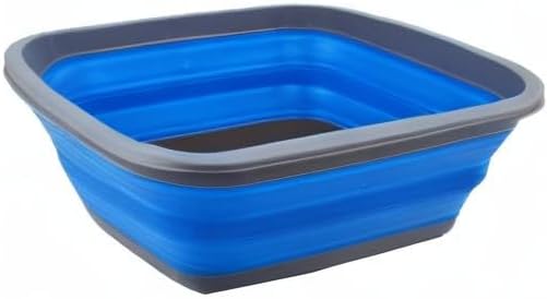 SAMMART 10L (2.6 Gallon) Collapsible Tub-Foldable Dish Tub-Portable Washing Basin-Space Saving Plastic Washtub (Dark Grey/Blue, 1)-NeatNest