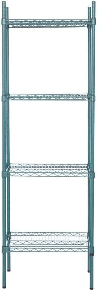 14" x 24" NSF Green Epoxy 4-Shelf Kit with 74" Posts, Heavy Duty Storage Shelving, Wire Shelving Kit, NSF Commercial Storage Rack Unit