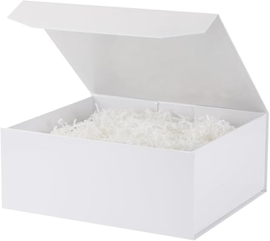 6 Pcs White Gift Boxes Large 13x11x5.3 Inch Magnetic Gift Boxes with Crinkle Paper for Presents-NeatNest