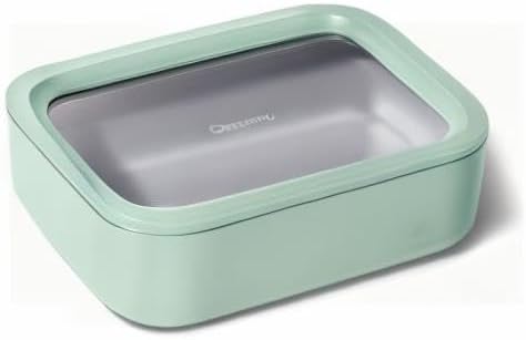 Caraway Glass Food Storage - 6.6 Cup Glass Container - Ceramic Coated Food Container - Non Toxic, Non Stick Lunch Box Container with Glass Lids - Dishwasher, Oven, & Microwave Safe - Mist-NeatNest
