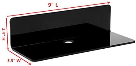 IEEK 4 PCS Small Acrylic Floating Wall Shelves,9 Inch Adhesive Display Shelf for Nintendo Switch/Smart Speaker/Security Cameras/Action Figures,No Damage Expand Wall Space,Black-NeatNest