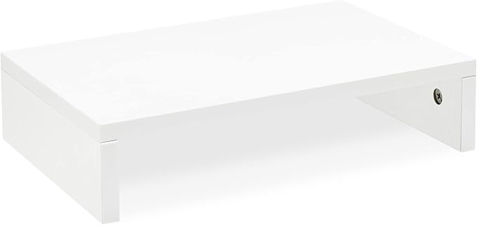 TEAMIX 14.2 inch White Monitor Stand Riser, Wood Monitor Riser with Storage for Desk Small Monitor Stand TV/Screen/PC/Laptop Riser Computer Stand Desktop Shelf (White-14.2 inch)-NeatNest