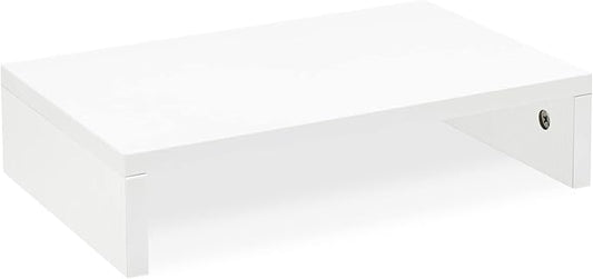 TEAMIX 14.2 inch White Monitor Stand Riser, Wood Monitor Riser with Storage for Desk Small Monitor Stand TV/Screen/PC/Laptop Riser Computer Stand Desktop Shelf (White-14.2 inch)-NeatNest