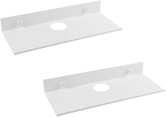 Z metnal Metal Floating Shelves with Cable Clip, Shelves for Bluetooth Speaker Router Cameras, Wall Mounted, Display Shelf, White, Aluminum, 12 inch, 2 Pack-NeatNest
