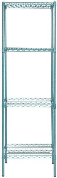 18" x 24" NSF Green Epoxy 4-Shelf Kit with 74" Posts, Heavy Duty Storage Shelving, Wire Shelving Kit, NSF Commercial Storage Rack Unit