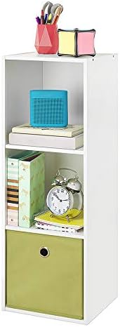 Whitmor 3 Cube Storage Organizer, 3 Tier Stackable MDF Wood Bookcase, Open Storage Display Bookshelf, Storage Cabinet for Living Room, Bedroom, Home, Office, 12.7" L x 11.7" W x 35.5" H, White-NeatNest