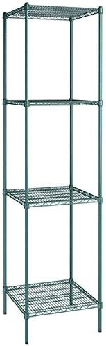 24" x 24" NSF Green Epoxy 4-Shelf Kit with 96" Posts, Heavy Duty Storage Shelving, Wire Shelving Kit, NSF Commercial Storage Rack Unit