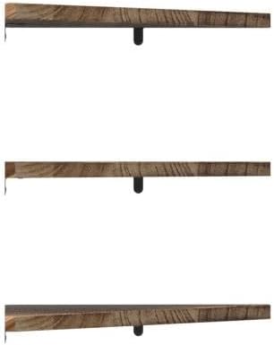 Joiishom Corner Wall Shelf Set of 3, Floating Corner Shelves, Rustic Wood Wall Storage Display Shelves for Living Room, Bedroom, Bathroom, Kitchen (Carbonized Wood)-NeatNest