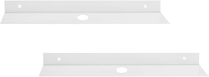 Z metnal Floating Shelves with Cable Hole, Long Metal Display Shelf for Collection Action Figures, Decor Wall Shelf, Aluminum, Wall Mounted, White, 20 inch, 2 Pack-NeatNest