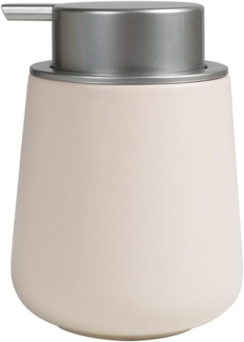 BosilunLife Hand Soap Dispenser - Beige & Grey 12Oz Ceramic Soap Dispenser Bathroom Refillable Liquid Dispenser for Dish Soap with Easy-to-Press Pump-NeatNest