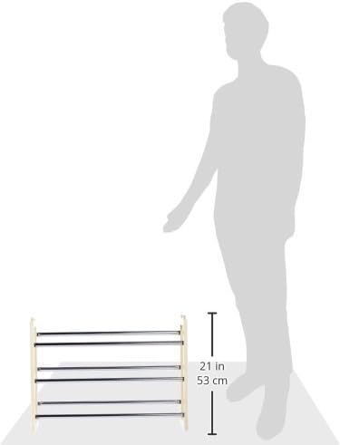 Whitmor 3 Tier Expandable Shoe Rack -Stackable - Natural Wood and Chrome-NeatNest