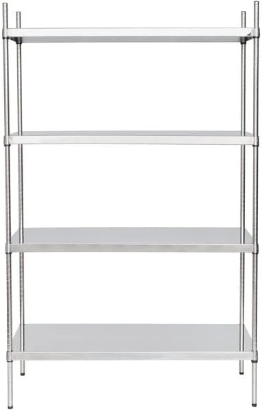 18" x 48" NSF Stainless Steel 4-Shelf Kit with 74" Posts, Heavy Duty Storage Shelving, Wire Shelving Kit, NSF Commercial Storage Rack Unit