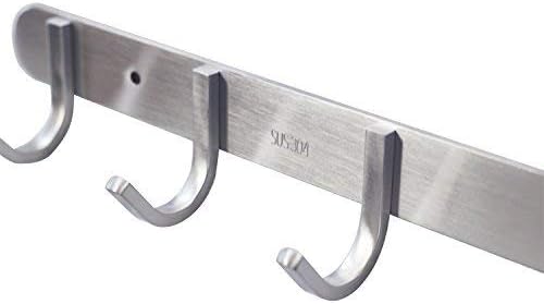 Coat Hook Rack with 8 Square Hooks - Premium Modern Wall Mounted - Ultra durable with solid steel construction, Brushed stainless steel finish, Super easy installation, Rust and water proof-NeatNest