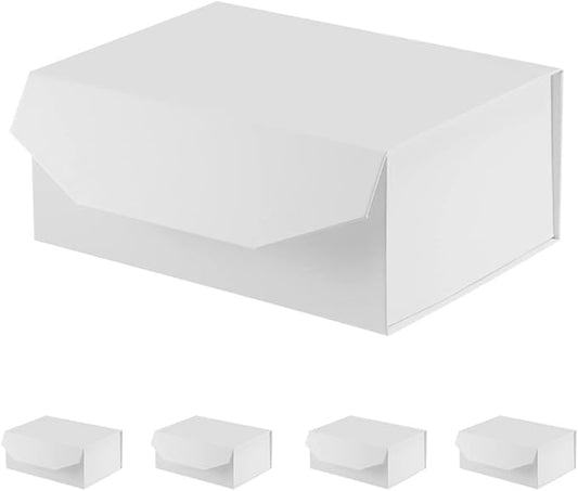 5PCS White Gift Box 9.5x7x4 Inches, Sturdy Gift Box with Lid for Gift Packaging, Foldable Magnetic Closure Storage Boxes, Bridesmaid proposal box, Rectangle Collapsible Box-NeatNest