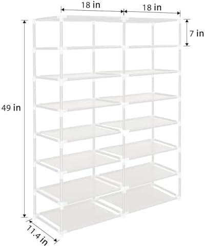 ERONE Shoe Rack Storage Organize, 28 Pairs Portable Double Row with Nonwoven Fabric Cover Shoe Shelf Cabinet for Closet (White)-NeatNest