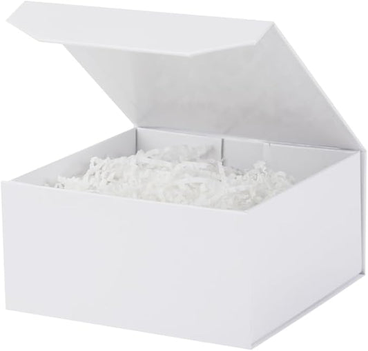 6 Pcs Small White Gift Box 8x8x4 Inch Magnetic Gift Box with Crinkle Paper Luxury Gift Boxes for Presents-NeatNest