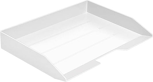 Acrimet Stackable Letter Tray Single Side Load, Plastic, Desktop File Organizer (White Color) (1 Unit)-NeatNest