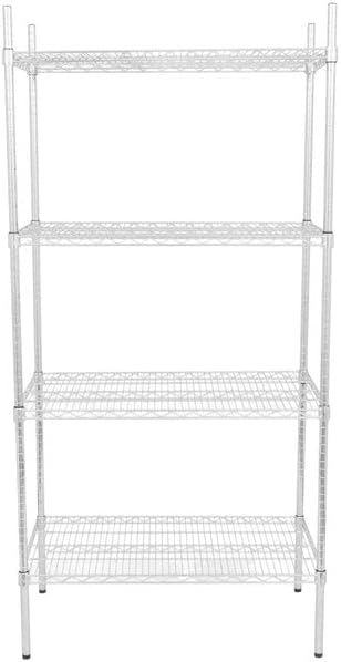 21" x 36" NSF Chrome 4-Shelf Kit with 74" Posts, Heavy Duty Storage Shelving, Wire Shelving Kit, NSF Commercial Storage Rack Unit