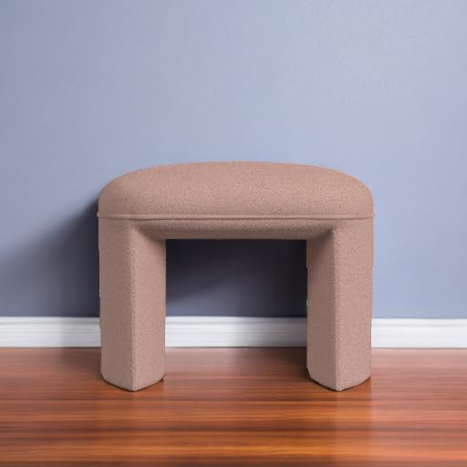 HomePop Quinn Modern Ottoman Home Décor|Ottoman for Living Room & Bedroom - Pink Boucle