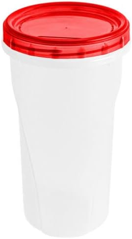 HomeyGear [48 Oz - Red - 4 Pk] Large Deli Food Storage Screw And Seal Containers 48 Oz Stackable Reusable Mirowave Dishwasher Safe Quality Plastic Twist Cap Canisters 4 Pack