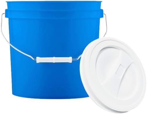 House Naturals 2 Gallon Blue Food Grade - BPA Free - Made in USA Bucket Pail with White Screw On Lid