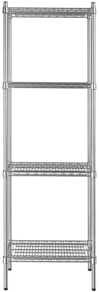 14" x 24" NSF Stainless Steel 4-Shelf Kit with 74" Posts, Heavy Duty Storage Shelving, Wire Shelving Kit, NSF Commercial Storage Rack Unit