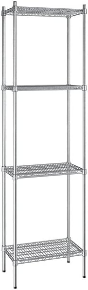 14" x 24" NSF Stainless Steel 4-Shelf Kit with 86" Posts, Heavy Duty Storage Shelving, Wire Shelving Kit, NSF Commercial Storage Rack Unit