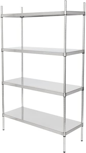 18" x 48" NSF Stainless Steel 4-Shelf Kit with 74" Posts, Heavy Duty Storage Shelving, Wire Shelving Kit, NSF Commercial Storage Rack Unit