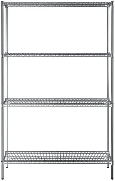14" x 54" NSF Chrome 4-Shelf Kit with 86" Posts, Heavy Duty Storage Shelving, Wire Shelving Kit, NSF Commercial Storage Rack Unit