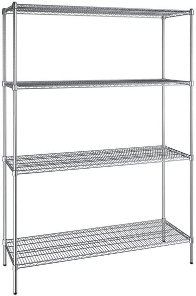 21" x 60" NSF Chrome 4-Shelf Kit with 86" Posts, Heavy Duty Storage Shelving, Wire Shelving Kit, NSF Commercial Storage Rack Unit