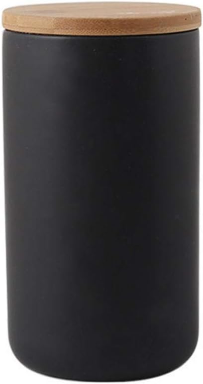 Ceramic Food Storage Jar Canister Modern Design Food Canisters with Airtight Seal Bamboo Lid,Loose Tea Coffee Spice Nuts Snacks Seasonings Storage Canister Caddy (Black 31.67oz/900ml)-NeatNest