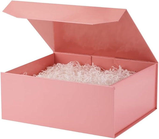 6 Pink Gift Boxes, 13x11x5.3 Inch, Magnetic Lids, Crinkle Paper, Perfect for Birthdays and Gift-Giving Occasions-NeatNest