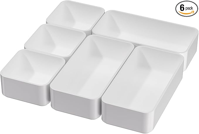 CHANCETSUI White Makeup Drawer Organizer for Vanity: Bathroom Cosmetic Organizers Trays and Storage, Stackable Plastic Drawers Organization.-NeatNest