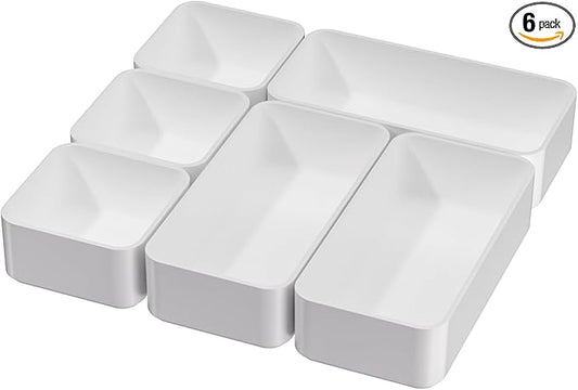 CHANCETSUI White Makeup Drawer Organizer for Vanity: Bathroom Cosmetic Organizers Trays and Storage, Stackable Plastic Drawers Organization.-NeatNest