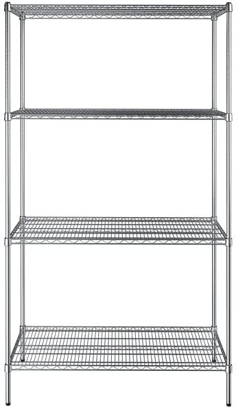 24" x 48" NSF Chrome 4-Shelf Kit with 86" Posts, Heavy Duty Storage Shelving, Wire Shelving Kit, NSF Commercial Storage Rack Unit