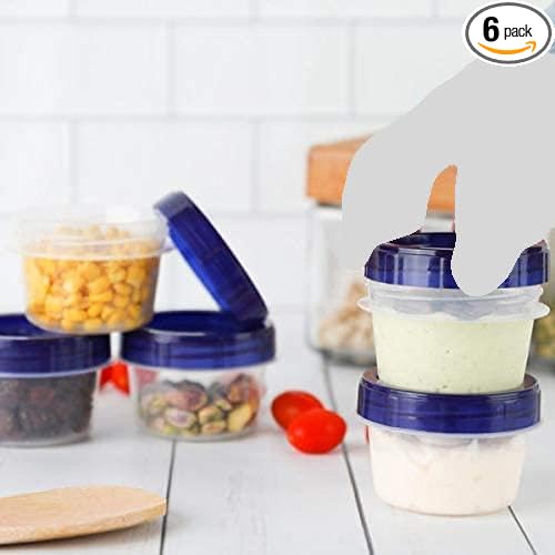 HomeyGear 6-Pack Twist Top Food Storage Containers | Leak-Proof, Airtight Storage Canisters with Screw & Seal Lids | BPA-Free, Stackable, Reusable Kitchen Essentials, Snack | 4-Ounce