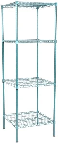 24" x 24" NSF Green Epoxy 4-Shelf Kit with 74" Posts, Heavy Duty Storage Shelving, Wire Shelving Kit, NSF Commercial Storage Rack Unit
