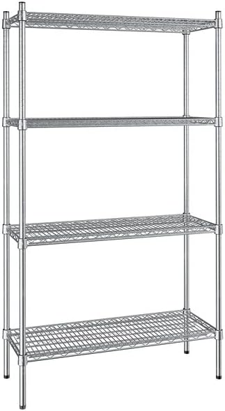 14" x 36" NSF Stainless Steel 4-Shelf Kit with 64" Posts, Heavy Duty Storage Shelving, Wire Shelving Kit, NSF Commercial Storage Rack Unit
