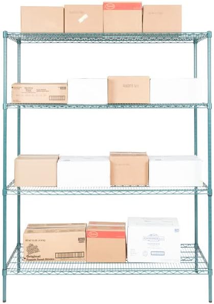 24" x 60" NSF Green Epoxy 4-Shelf Kit with 74" Posts, Heavy Duty Storage Shelving, Wire Shelving Kit, NSF Commercial Storage Rack Unit