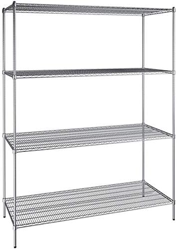 30" x 72" NSF Chrome 4-Shelf Kit with 96" Posts, Heavy Duty Storage Shelving, Wire Shelving Kit, NSF Commercial Storage Rack Unit