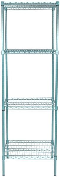 24" x 24" NSF Green Epoxy 4-Shelf Kit with 74" Posts, Heavy Duty Storage Shelving, Wire Shelving Kit, NSF Commercial Storage Rack Unit
