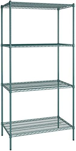 24" x 42" NSF Green Epoxy 4-Shelf Kit with 86" Posts, Heavy Duty Storage Shelving, Wire Shelving Kit, NSF Commercial Storage Rack Unit