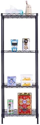 4 Tier Adjustable Storage Shelf Metal Storage Rack Wire Shelving Unit Storage Shelves Metal for Pantry Closet Kitchen Laundry (Black4)