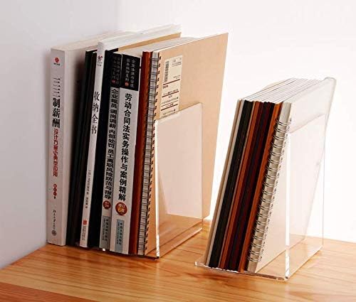 CY craft 8 Pieces/4 Pairs Bookends,Clear Acrylic Bookends for Shelves,Heavy Duty Book Ends and Desktop Organizer,Book Stopper for Books/Movies/CDs,7.3x4.8x4.8 inch-NeatNest