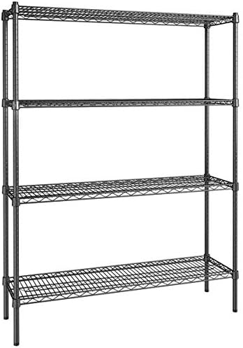 14" x 48" NSF Black Epoxy 4-Shelf Kit with 72" Posts, Commercial Storage Rack Unit, Heavy Duty Storage Shelving, Wire Shelving Kit, Adjustable Rack Strong Steel, Multipurpose Wire Shelf