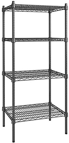 18" x 24" NSF Black Epoxy 4-Shelf Kit with 54" Posts, Heavy Duty Storage Shelving, Wire Shelving Kit, NSF Commercial Storage Rack Unit