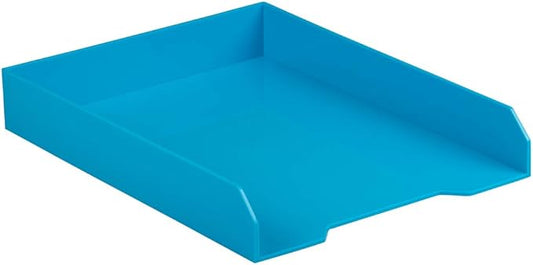 JAM PAPER Stackable Paper Trays - Blue - Desktop Document, Letter, & File Organizer Tray - Sold Individually-NeatNest