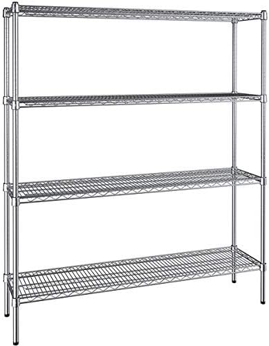 14" x 54" NSF Chrome 4-Shelf Kit with 64" Posts, Heavy Duty Storage Shelving, Wire Shelving Kit, NSF Commercial Storage Rack Unit